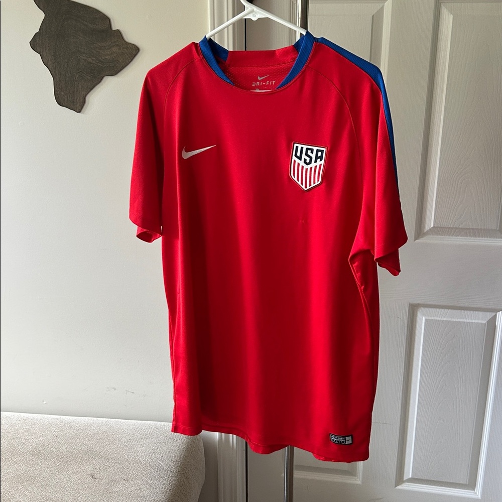 Nike Red Dri-FIT Performance Jersey with Blue Trim